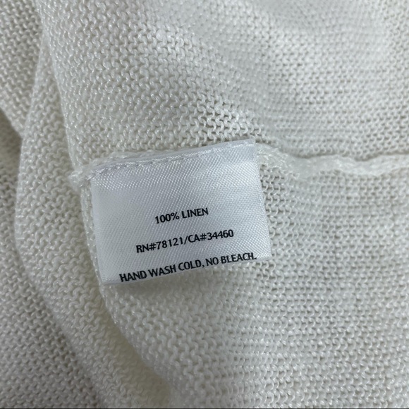 Eileen Fisher White Knit Linen Box Neck Longsleeve - Picture 6 of 7